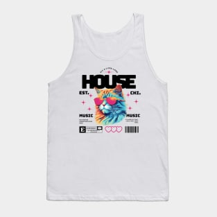 HOUSE MUSIC  - Cool Cat In Shades (black/Pink) Tank Top